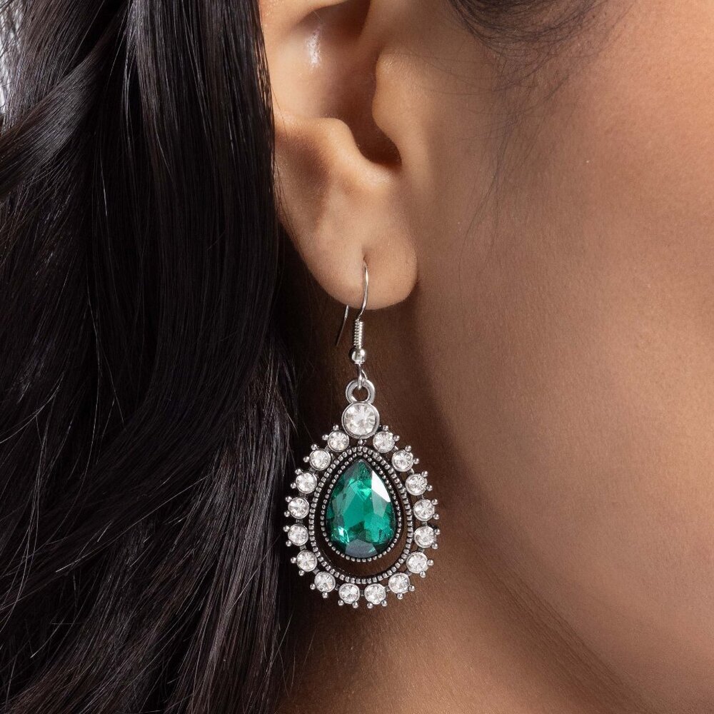Paparazzi Jewelry Accessories - Divinely Duchess - Green Earrings - NEW!!